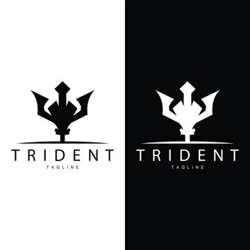 Trident Weapon Logo, Vector Spear of King Poseidon Neptune, Symbol Template Design