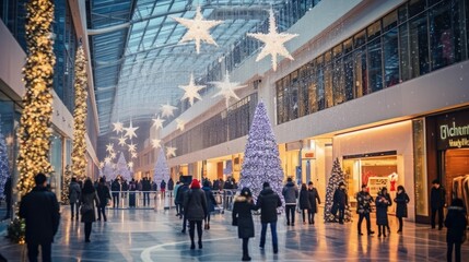 Fototapeta premium joyful Christmas shopping center mall, winter season