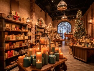 a cozy Christmas shopping mall 