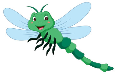 Cartoon funny dragonfly. Vector illustration