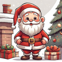 cute santa claus in art style