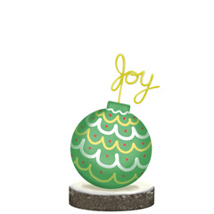 Christmas ball table sign on wooden plate