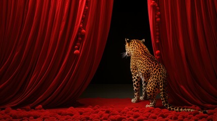 Leopard Behind Curtain