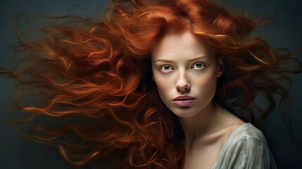 Fototapeta premium Redhair Woman with Messy Hair