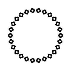 frame black flower circle, simple vector isolated on white
