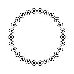 frame black flower circle, simple vector isolated on white
