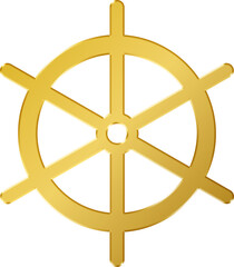 3D Gold Wheel of ship Icon
