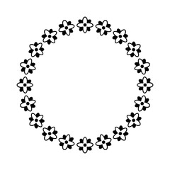 frame black flower circle, simple vector isolated on white
