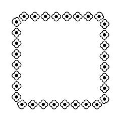 frame black flower square, simple vector isolated on white

