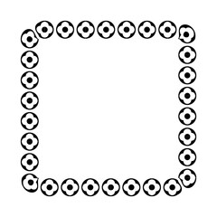 frame black flower square, simple vector isolated on white
