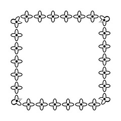 frame black flower square, simple vector isolated on white
