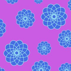 Abstract blue shapes pattern on purple background