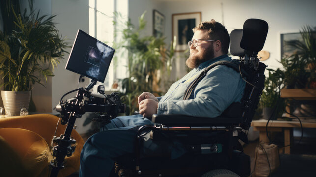 An individual with a developmental disability using an assistive technology device to manage daily tasks and routines