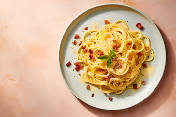 テーブルに乗ったカルボナーラ