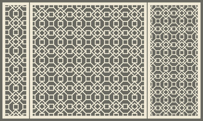 Geometric pattern of lines of the shape of a square. Laser cutting of decorative panels. Template for cutting plywood, wood, paper, cardboard and metal.