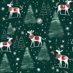 christmas seamless pattern drawing style with christmas element
