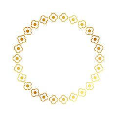 frame gold golden flower circle, simple vector isolated on white