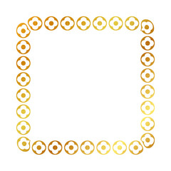 frame gold golden flower square, simple vector isolated on white