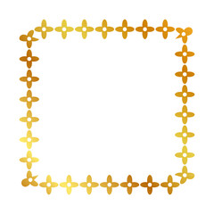 frame gold golden flower square, simple vector isolated on white