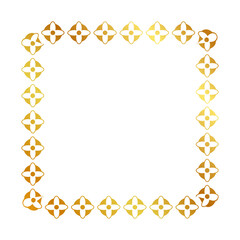 frame gold golden flower square, simple vector isolated on white