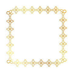 frame gold golden flower square, simple vector isolated on white