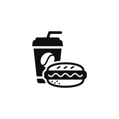 Hot dog and drink icon. Fast food icon isolated on white background