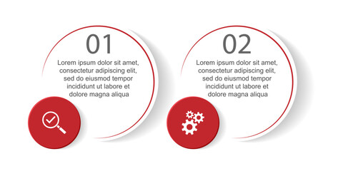 Minimal Business Infographic Template. Timeline with 2 steps, options and marketing icons. Vector linear infographic with Two connected elements. Can be used for presentations in your business.