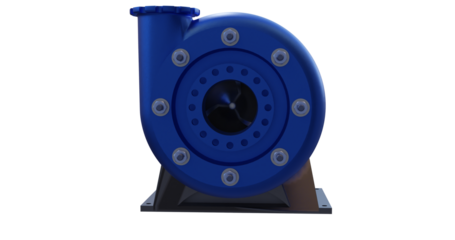 Industrial pump mounted on a frame.  Centrifugal pump for industrial water supply. Blue pump