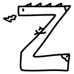 Uppercase Z cartoon font design