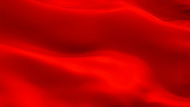 Silk Flag Animation of Scarlet color background video waving in wind. Realistic Red Flag background. Scarlet color Flag Looping Closeup 1080p Full HD footage. Scarlet Satin flag
