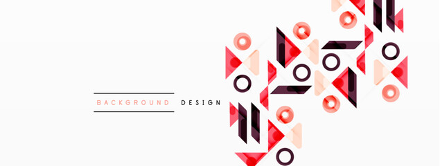 Colorful triangles and circles abstract background. Design for wallpaper, banner, background, landing page, wall art, invitation, prints, posters
