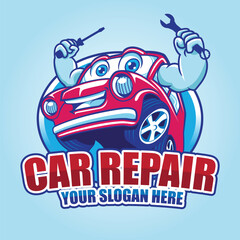 Car Repiar Service Mascot Powerfull Vector Design
