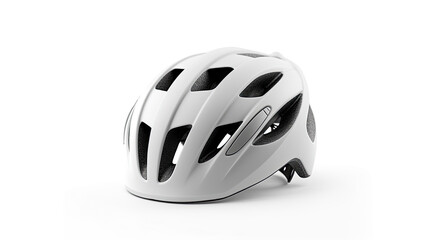 a white bicycle helmet isolated on white background. safety helmet. Generative Ai