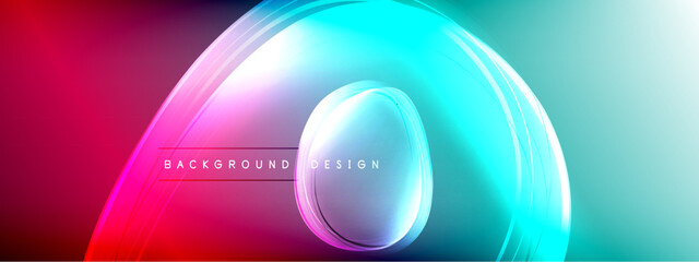 Vector abstract background - liquid transparent bubble shapes on fluid gradient with shadows and light effects