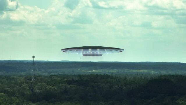 UFO UAP Landing Near Forest Aerial