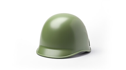 Fototapeta premium Green military helmet isolated on white background. Generative Ai
