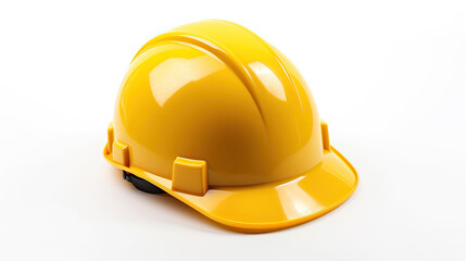 Fototapeta premium A yellow safety helmet isolated on white background. Generative Ai