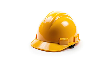 Fototapeta premium A yellow safety helmet isolated on white background. Generative Ai