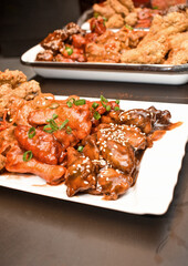 Chicken wings with BBQ sauce, broaster, buffalo, traditional Peruvian spice