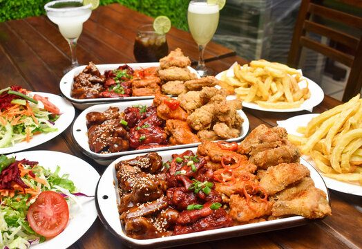 Chicken wings with BBQ sauce, broaster, buffalo, traditional Peruvian spice