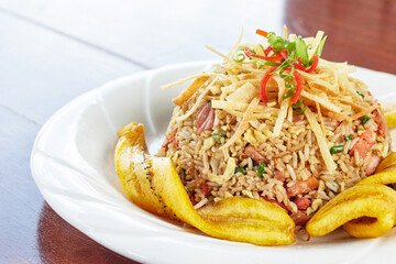 Typical food of Peruvian food, lomo saltado, anticuchos, ceviche, chaufa rice