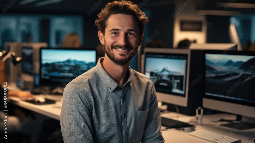 Leinwandbilder Computer programmer working on new software program in office.