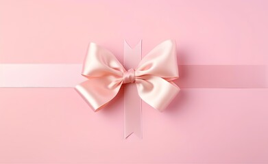 Pink bow gift box on isolated pastel background