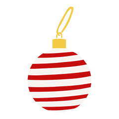 クリスマスのデコレーションボール、赤と白のストライプ柄の飾り玉、ベクター