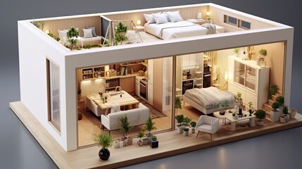 Obraz na płótnie Canvas tiny home, modern contemporary small living spaces tiny