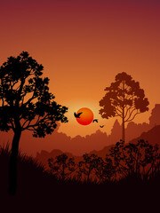 Obraz premium silhouette of a tree in the sunset