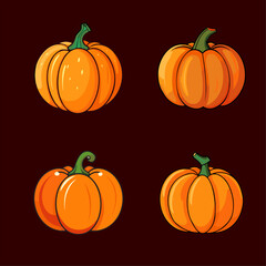 Set of Pumpkins Vector Illustration
