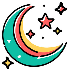 illustration of moon and stars 