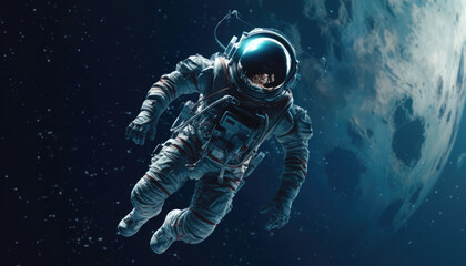 Fototapeta na wymiar Astronaut floating gracefully in the serene vastness of outer space