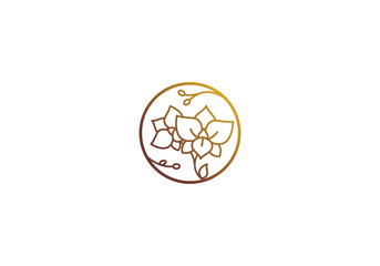 Logo line Orchid elegant gold color, Minimalist, Modern, Logo Line, editable color © ahmadfaiz